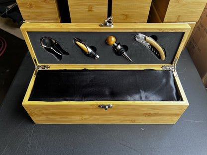 Engraved Wine Box with Tools