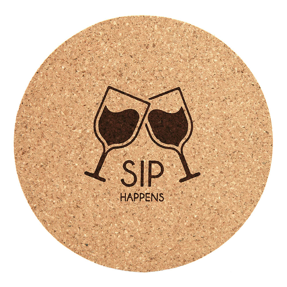 4inch Round Cork Coaster Engraved