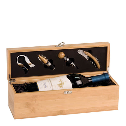 Engraved Bamboo Wine Box with Tools